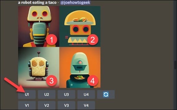 ภาพที่ได้จากพิมพ์ A ROBOT EATING A TACO