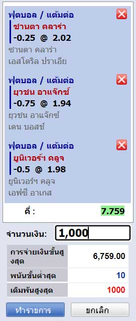 แทงบอลชุด 3 คู่ขึ้นไป