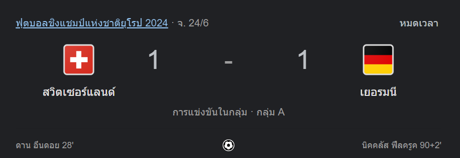 สวิตเซอร์แลนด์ 1-1 เยอรมนี