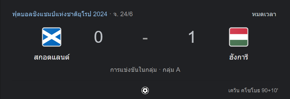 สกอตแลนด์ 0-1 ฮังการี