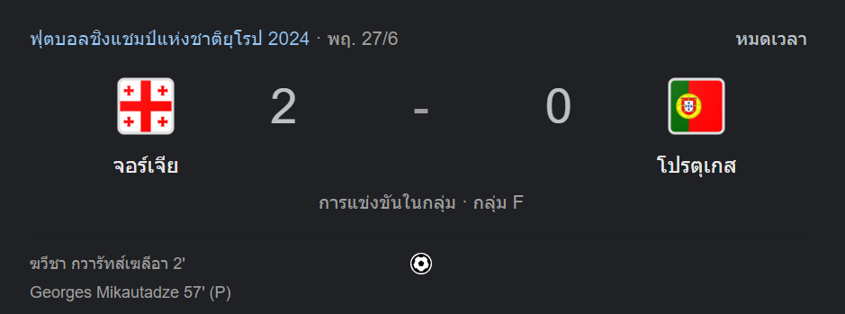 จอร์เจีย 2-0 โปรตุเกส