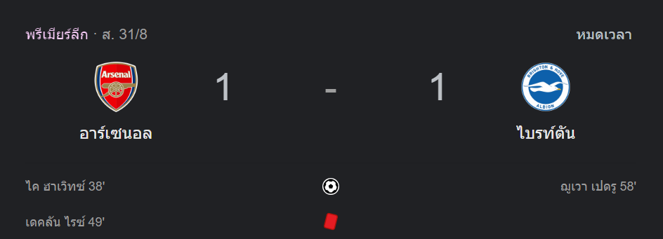 อาร์เซน่อล 1-1 ไบรท์ตัน